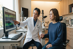 医師が眼精疲労の説明をする 医師が眼精疲労の説明をする